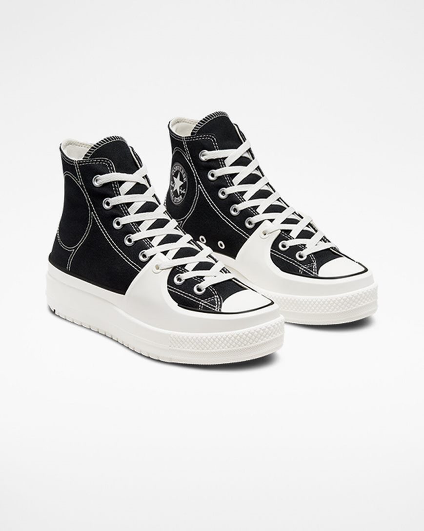 Zapatillas Altas Converse Chuck Taylor All Star Construct Mujer Negras Blancas | PE 54E7W0